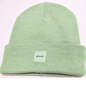 Nip luxury VS nature light green beanie hat mini pink logo